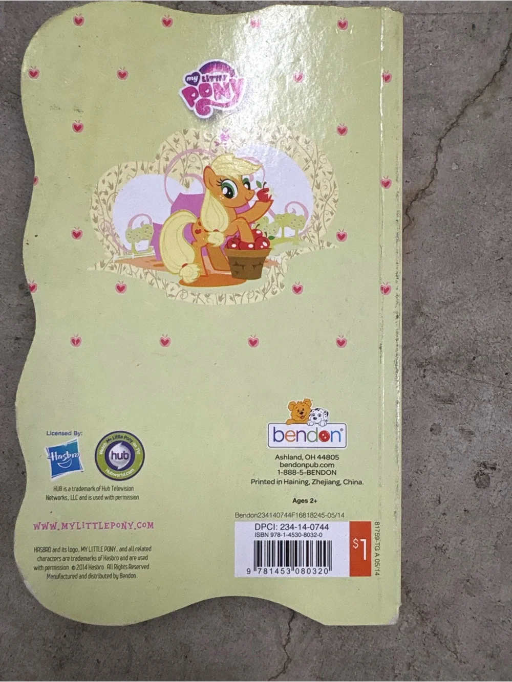 My Little Pony Applejack's Day on the Farm Board Book Bendon 2014 Illustrated